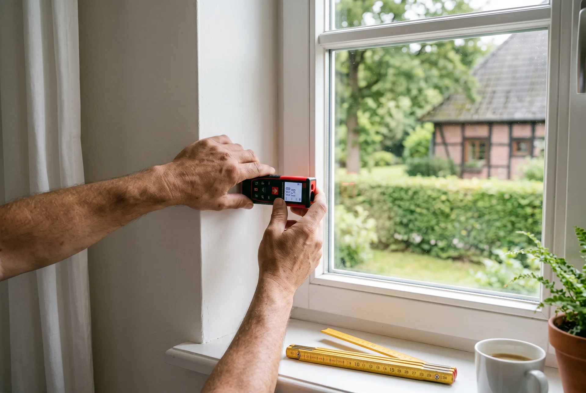 Aufmaß der Fensterlaibung mit dem Laser-Entfernungsmesser
