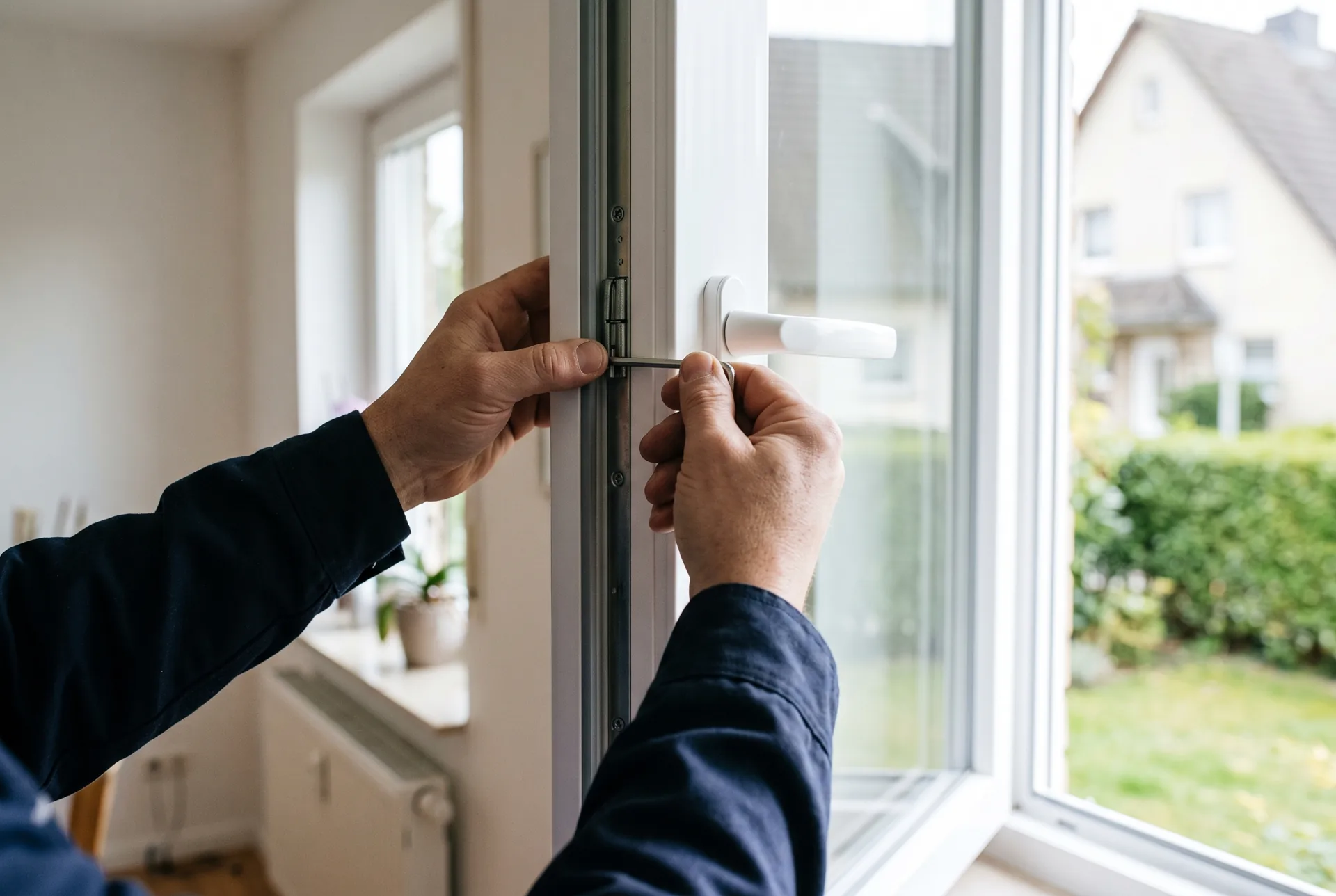 Einstellen eines Fensterbeschlags mit dem Inbusschlüssel